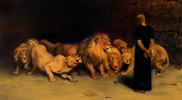 Painting of Daniel in the lion's den