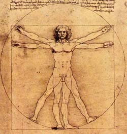 The physique of a man with outstretched hands forms a cross.