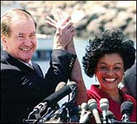 Pat Buchanan and his 2000 presidential running mate Ezola Foster