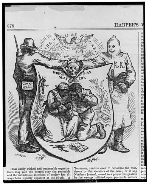 A well known technique of northern newspapers during Reconstruction, was to hire scalawags and carpetbaggers to commit heinous acts while impersonating the Ku Klux Klan, a guerrilla militia opposed to the draconian occupation of their states which had become military districts and their homes violated under the 3rd Amendment.