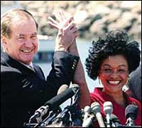 Pat Buchanan and his 2000 presidential running mate Ezola Foster.