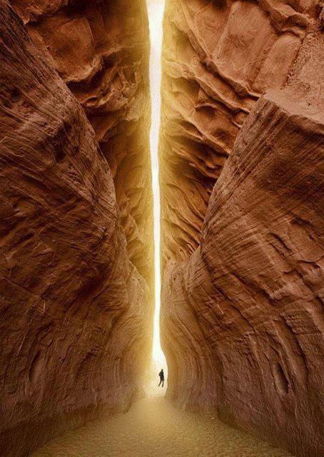 The Valley of Moses enters Petra through a narrow winding forge, running east and west. It's called the “Siq,” which is “the eye of the needle.” It ranges from 10 to 30 feet wide and has side walls over 150 feet high.