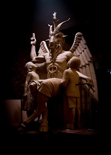 After the Ten Commandments Monument was placed at the Oklahoma State Capitol, the Satanic Temple announced that it wanted to donate a public monument to “complement and contrast” the monument on the grounds. The proposed Baphomet monument features the devil in goat form. “It offers a lap that visitors can come to sit on, and have their picture taken with” said Lucien Greaves, with The Satanic Temple.