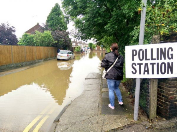 A downpouring of rain in England caused floods in key places that may have affected the vote in Britain on 6-23-16, which may have been the outpouring of the Holy Spirit that decided a crucial divorce case of our brethren Ephraim deciding to leave the European Union, an unelected committee defending the global economy of usury banksters.