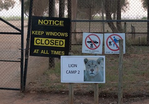 Park rules clearly posted at Johannesburg Lion Park